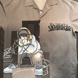 South Pole Men's Casual Shirt - Gray and Black Size L